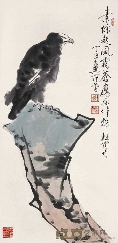 范曾 1997年作 鹰石图 立轴 137×67.5cm